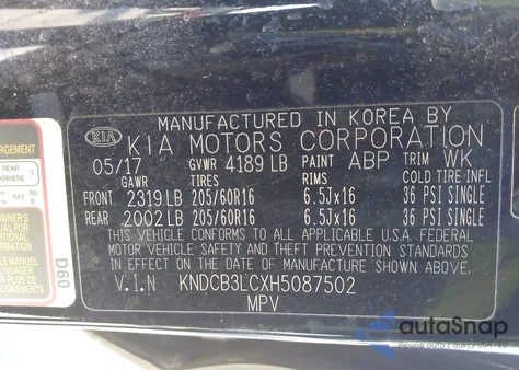 2017 Kia Niro Lx из США, поврежденный, VIN KNDCB3LCXH5087502